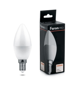 Лампа светодиодная 9Вт  4000K E14 Свеча матовая Feron(10/100)