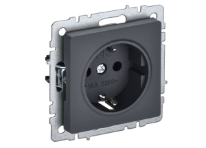 Графит розетка с заземлением без защитных шторок 16А РС11-1-0-БрГ