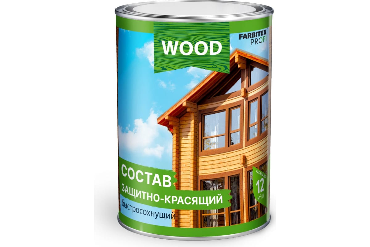 Состав защитно-красящий для древесины быстросохнущий Махагон (9 л) Farbitex Profi Wood (1)