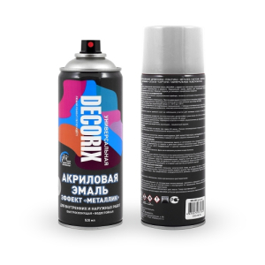 Аэрозольная эмаль "металлик" DECORIX 520мл серебро (12)
