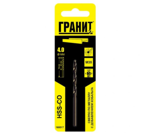 Сверло по мет HSS-Co 4,0 х75/43 ГРАНИТ (25)