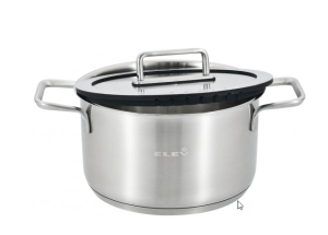 Кастрюля, ELEY,  из нерж. стали 6 литров (24 см) с крышкой с силиконовым ободком