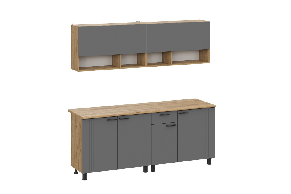 Кухонный гарнитур Монако (2м) (Дуб золотой Графит Дуб вотан) 3