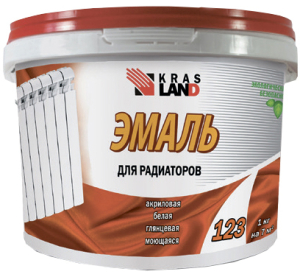Эмаль Krasland 123 Акриловая д/радиаторов Белый Глянц. 1кг (6)