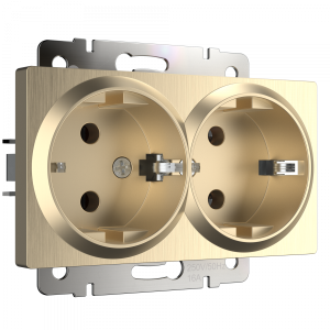 Шампань рифленый розетка Скрытой установки 2 мест с заземлением W1172010 (10)