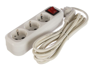 Удлинитель New, 3 гнезда 3 метра 16А/3,5кВт с заземлением ПВС 3х1,0 мм² (SBE-16-3-03m-Z) (40)