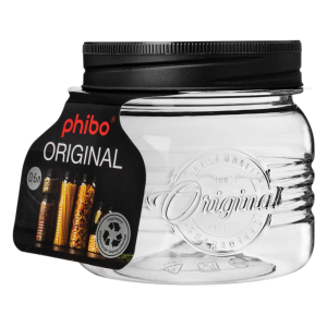 Банка 0,6л Premium закр/кр квадр. черный (12)