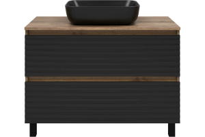 Тумба DAKOTA -80 напольная 2 ящ. + Ум. MELANA 46 накладной матов.черный (1)