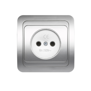 Розетка Серебро 1-местная без заземления 10А "Марс" (10)