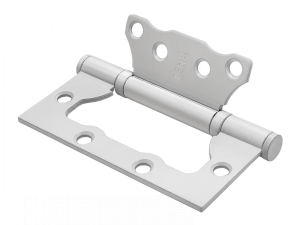 Петля без врезки стальная РЕНЦ 100*75*2,5, 2 подшип., б/колп., SW супер белый (2 шт.) (100)