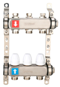 Коллектор регулируемый с запорными клапанами Нерж 3 вых GAPPO (1)