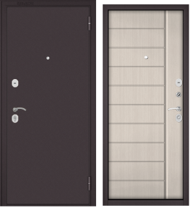 Дверь метал FAMILY ECO Букле шоколад, Ларче бьянко, Е-136, 2050, 960 R