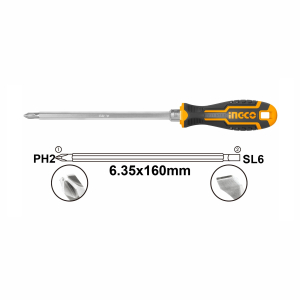 Отвертка двухсторонняя 6,35*160мм INGCO AKISD0201 (30)