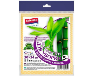Салфетки для уборки с доб. бамбука, Avikomp Clein Set 30х34см, 5шт