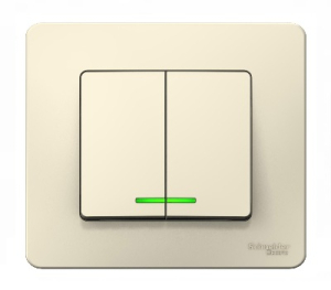 Выключатель Молочный Скрытой установки 2-х клав с подсветкой  BLANCA Schneider (10)