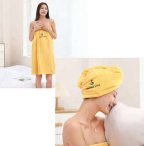 Набор тюрбан для сушки волос+ платье "Солнышко", желтый