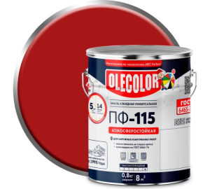 Эмаль ПФ-115 Красный 2,7кг Olecolor Глянцевая (6)
