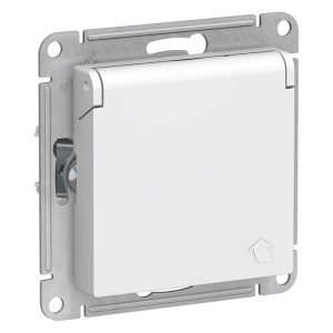 Белый розетка 1-м с защитными шторками с крышкой 16А IP20 ATLAS DESIGN (15)