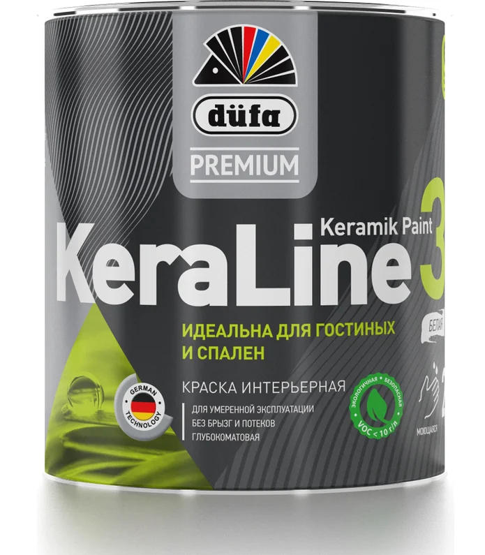 Краска DUFA  в/д для гостиных и спален KeraLine 3  база1 глубоко-матовая 0,9л (3)
