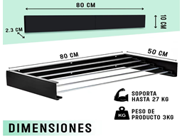Сушилка для белья настенная Loka 100*10,5*40 мм, 6 планок, черная, металл