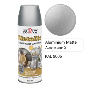 Краска с эффектом сверк. металлика VERVE METALLIC цвет:алюминий RAL9007, п/матов, спрей 520мл (6)
