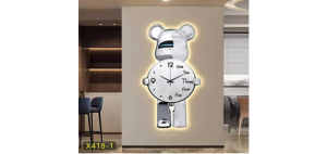 Часы настенные с подсветкой Мишка серые