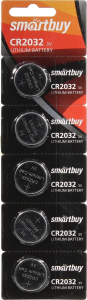 Литиевый элемент питания Smartbuy CR2032/5B (100/4000) (1 шт в блист отрывн) (4000)
