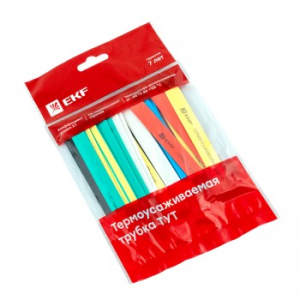 Термоусаживаемая трубка ТУТ 12/6 набор:7 цветов по 3шт. 100мм. EKF PROxima (10)