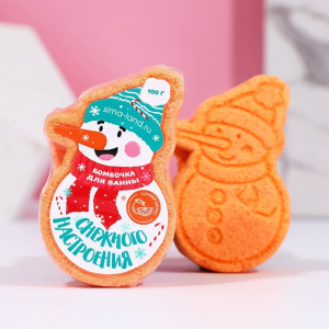 Бомбочка в форме снеговика «Снежного настроения!», аромат цитрусовый, 100 гр(__)