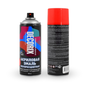 Аэрозольная эмаль флуоресцентная DECORIX 520мл красный (12)
