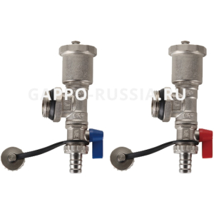 Тройник Gappo коллекторный со сливным клапаном и воздухоотводчиком 1" (пара)(__)