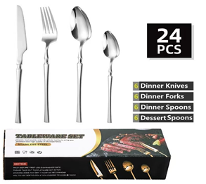 Набор столовых приборов SilverKit 24 предмета, серебро