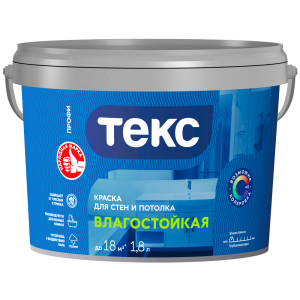 Краска ТЕКС Профи В/д Влагостойкая Супербелая Матовый 1,8л=3кг (1/175)