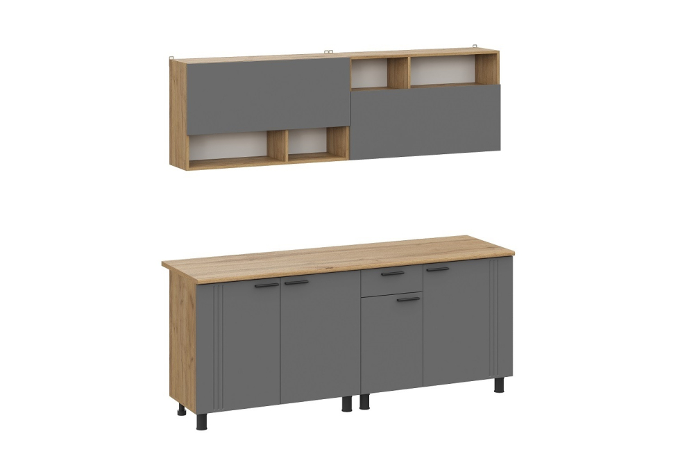 Кухонный гарнитур Монако (2м) (Дуб золотой Графит Дуб вотан) 2