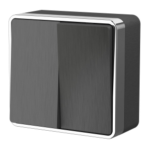 Выключатель Графит Рифленый Открытой установки 2-х клав Gallant W5020004 (10)