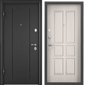 Дверь метал DELTA PRO Тем-сер букле графит RGSO/Лиственница белая, D6-34 (СК610) 860 L