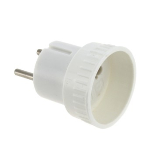 Адаптер-переходник б/з бел./черн 6А 250В EKF PROxima (30)