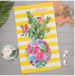 Полотенце кухонное «Цветочный ананас» 35х60 см