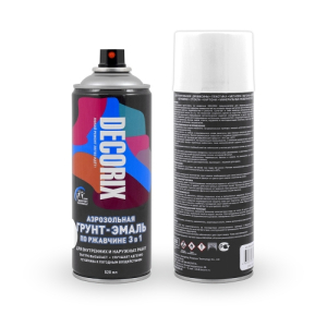 Аэрозольная грунт-эмаль по ржавчине 3 в 1 DECORIX 520мл белый глянцевый (12)