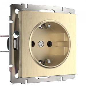 Шампань рифленый розетка Скрытой установки 1 мест с заземлением и шторками W1171110 (10)