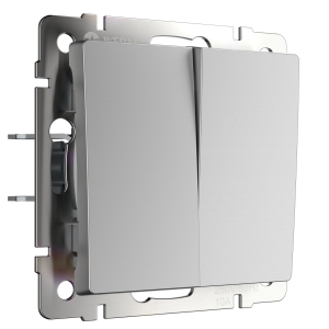 Серебряный выключатель Скрытой установки 2-х клав Проходной W1122006 (10)