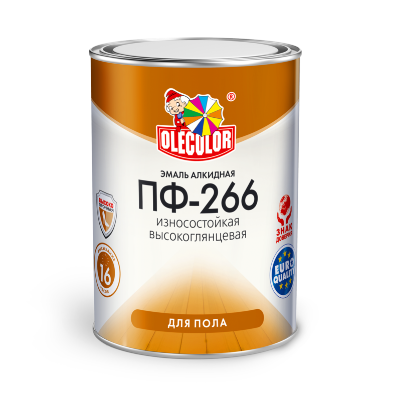Эмаль для пола ПФ-266 Золотистый 1,9кг Olecolor Глянц. (6)