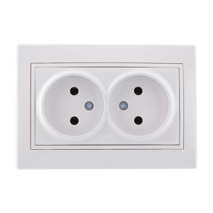 Розетка Белая 2-х местная скрытой установки без заземления Lezard (120/10)