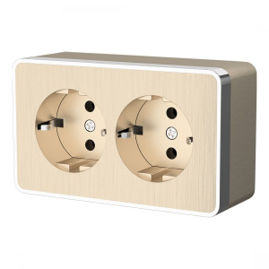 Розетка Шампань рифленый Открытой установки 2-х мест С заземлением  Gallant Werkel W5072110 (5)
