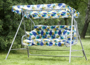 Качели садовые "БАРИ" усиленная (с821 (каркас серый, ткань круги)) С901, с 1100