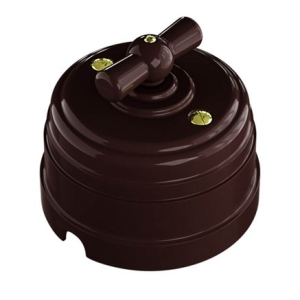 Выключатель пластиковый поворотный на четыре положения (2-х клавишный), коричневый