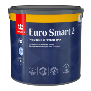 Краска Tikkurila EURO SMART 2 В/д Интерьерная Белая Глубоко-матовая 2,7л (1)
