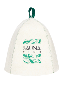 Шапка банная с принтом "Sauna time", войлок белый