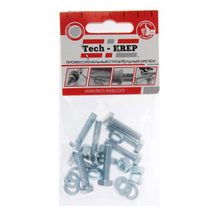 Болт DIN933 с шестигранной головкой оцинк.  М6х25 + гайка + шайба (8 шт) - пакет/10