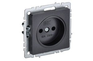 Черный розетка без заземления без защитных шторок 10А РС10-1-0-БрЧ